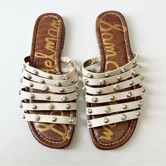 Sam Edelman Brea Studded Leather Slide Sandal Modern Ivory Size 7.5 - Picture 6 of 13